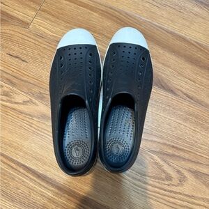 Native Black and White Slip-On Sneakers